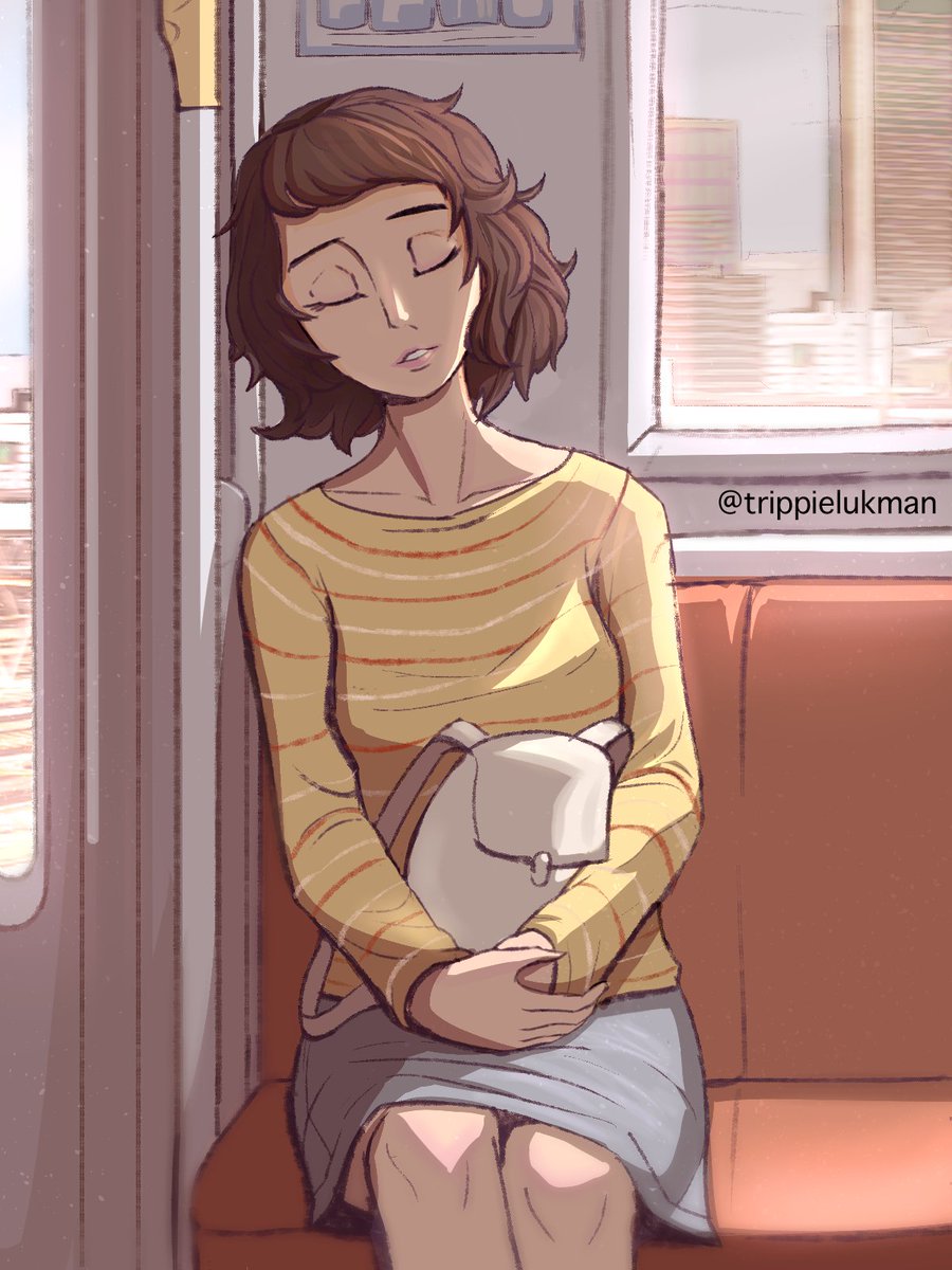 Ms. Kawakami 's early train home.
It's Sunday, the now diligent teacher had few things to do at school, but now she can go back while the sun is still up and the trains not so packed. 
- Theme:  Sunshine -
(cuz I played with the lights here a lot!)

#Persona5 #P5GirlsWeek