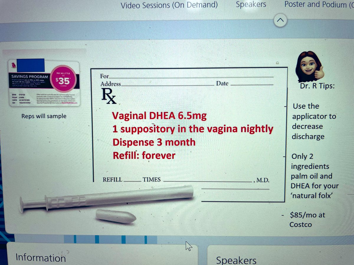 LoebStacy's tweet photo. Highly recommend the #aua23 Genitourinary Syndrome of Menopause Course available on-demand w @drrachelrubin @Dr_UnaLee! Great charts on treatment options. Key points: we can do better than Premarin! A dab of cream is not enough! Vaginal estrogen doesn’t cause cancer! https://t.co/uO5mp4lrsR