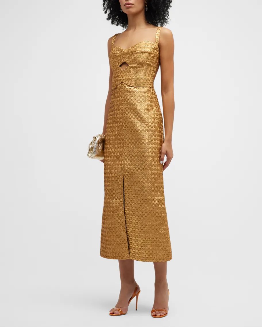 green emerald velvet dress Meghan Markle 2023 MS Foundation Golden Midi Dress