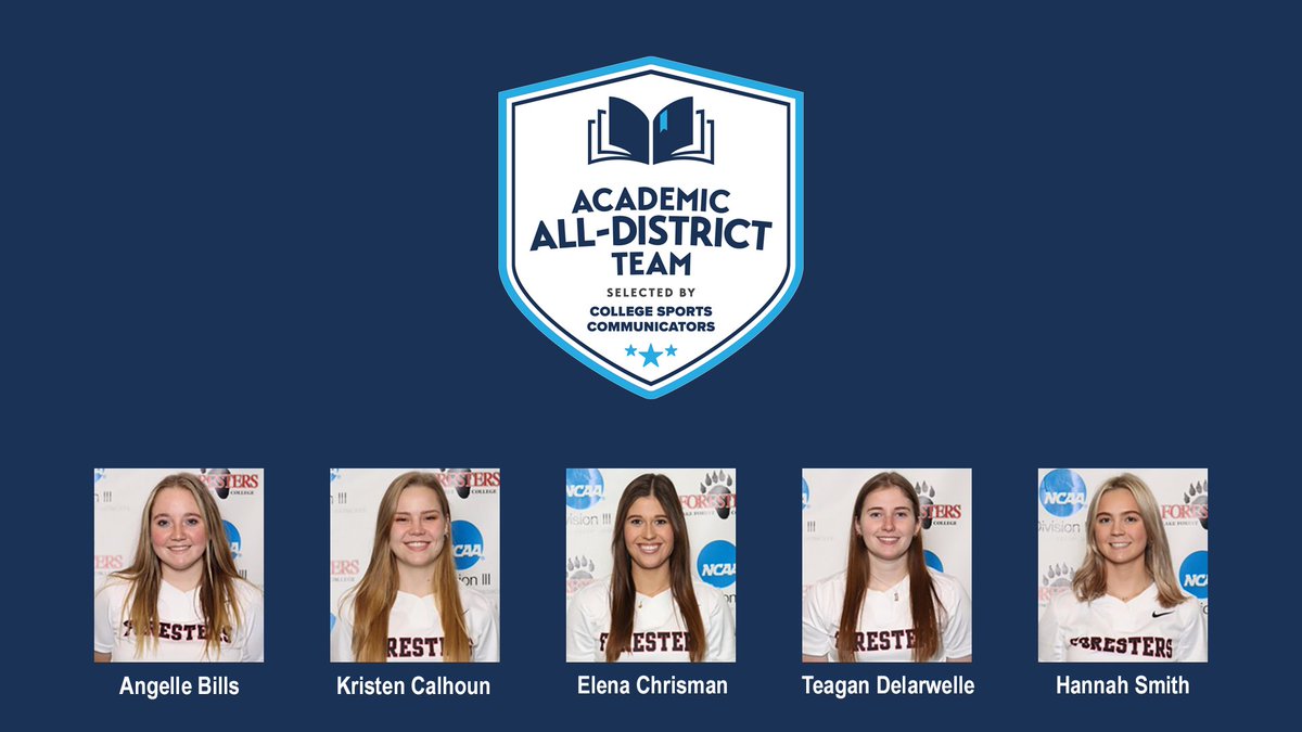 lfc_athletics's tweet photo. Congratulations to @LFCollegeSB players Angelle Bills, Kristen Calhoun, Elena Chrisman, Teagan Delarwell, and Hannah Smith on earning Academic All-District® honors from CSC! https://t.co/CrP22HM8vH #GoForesters https://t.co/skomfinbhk