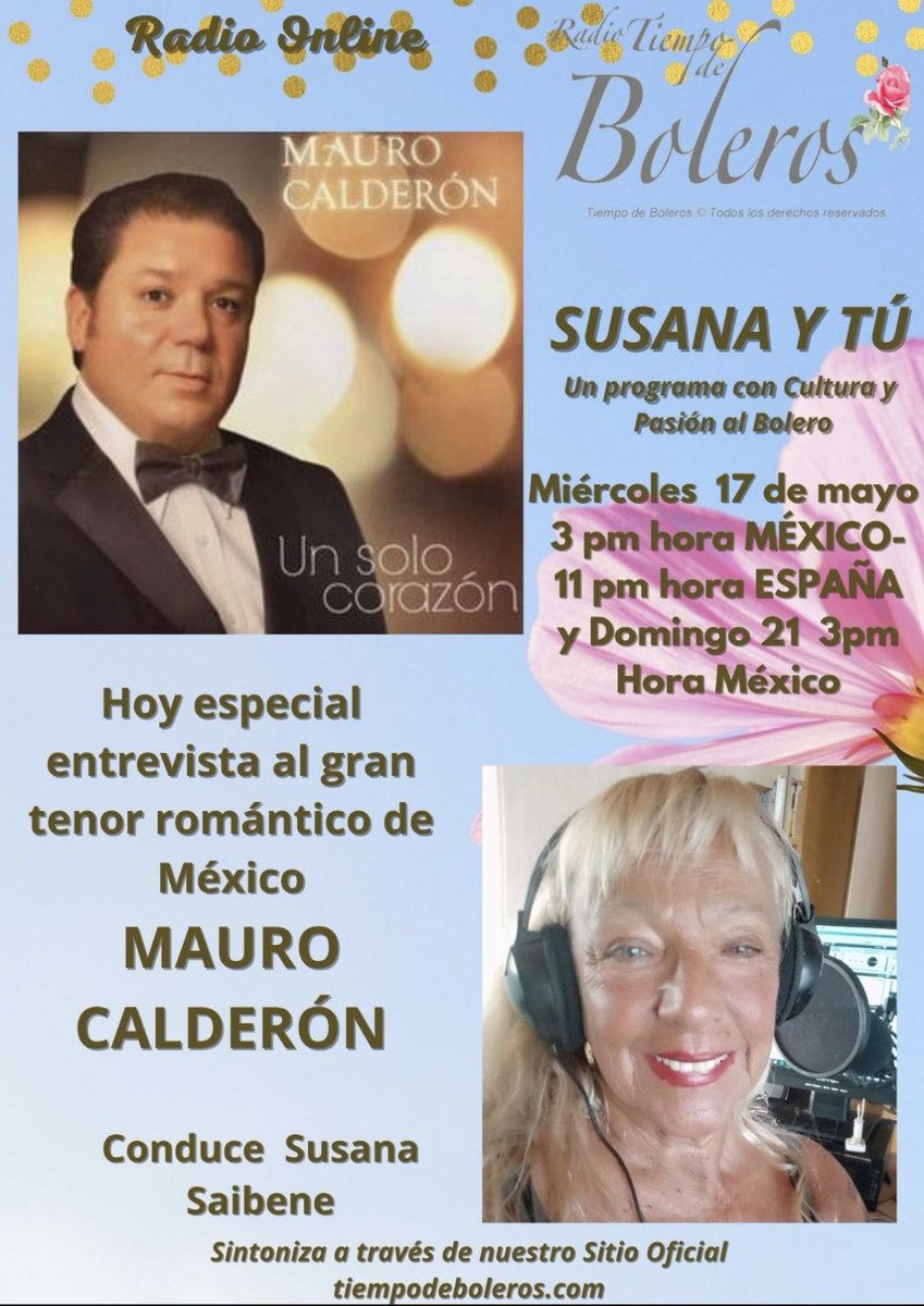 Los invito a este programa especial con mi querida Susana Saibene desde España! <a href="/TiempodeBoleros/">Tiempo de boleros</a> <a href="/musicaromantica/">Musicadelrecuerdo</a> <a href="/NocheDeBoleros/">POESíA y BOLEROS</a> <a href="/WRadioColombia/">W Radio Colombia</a> <a href="/EspanaRadio/">EUROLATIN RADIO ESPAÑA</a> <a href="/romnticosenesp1/">@románticosenespañol</a>