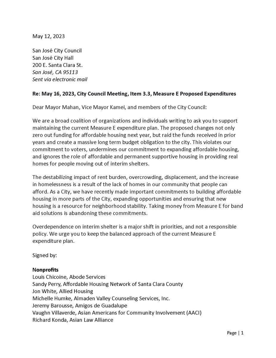 DSTNHome's tweet photo. @CityofSanJose Read the letter signed by 100+ non-profits and community leaders urging the City Council to reject the short-sighted and ill-advised proposal to disinvest in affordable housing https://t.co/aoNMS4rZdn