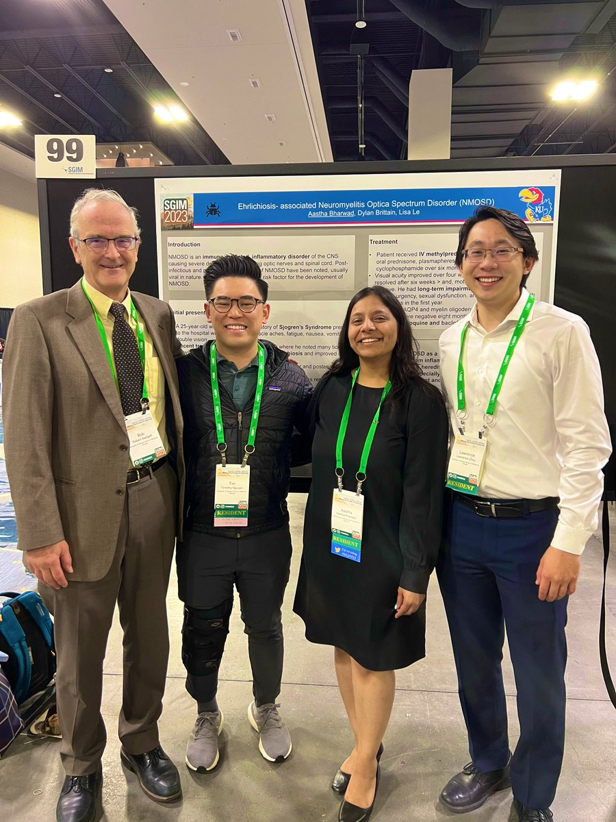 AasthaBharwad's tweet photo. Great conference, warm company, best times❤️ @SocietyGIM National Conference will be remembered:) Happy to present my work on Ehrlichiosis-associated NMOSD at #SGIM2023 #MedTwitter 

@RaSeech22 @KUSM_Wichita https://t.co/Vzi2u2dQR0