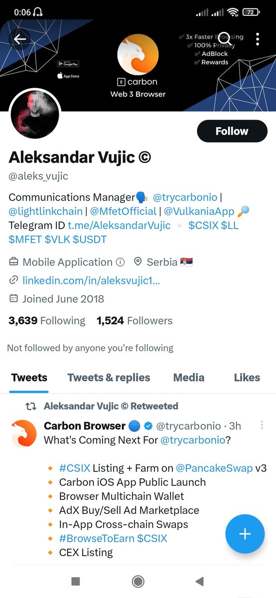 This man is scamer Alex with nobrac is James CEO of @curateproject  
They left  $XCUR project after take our money and create a new project is $csix #carbon 
You can take a look 
He delete his account in twitter and left all groups of curate in telegram