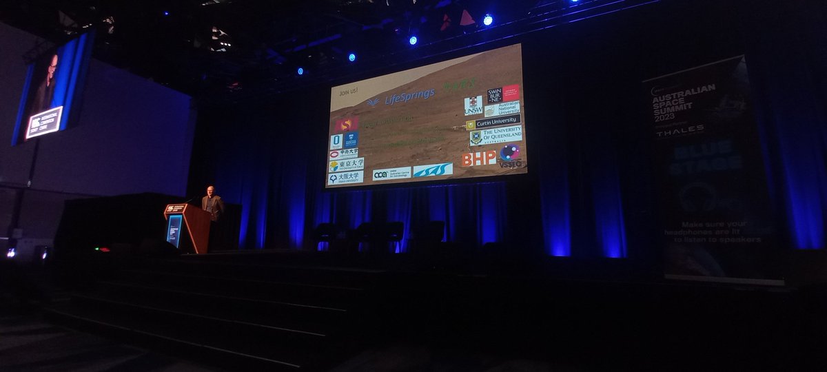 fletch042's tweet photo. Proud of and excited for my supervisor Martin Van Kranendonk for announcing LifeSprings Mars - an Aussie led Mars Sample Return mission at the #australianspacesummit Check out https://t.co/CbjdQVXI52 for more info! Ad astra 🚀 https://t.co/WgWIVtmhG9