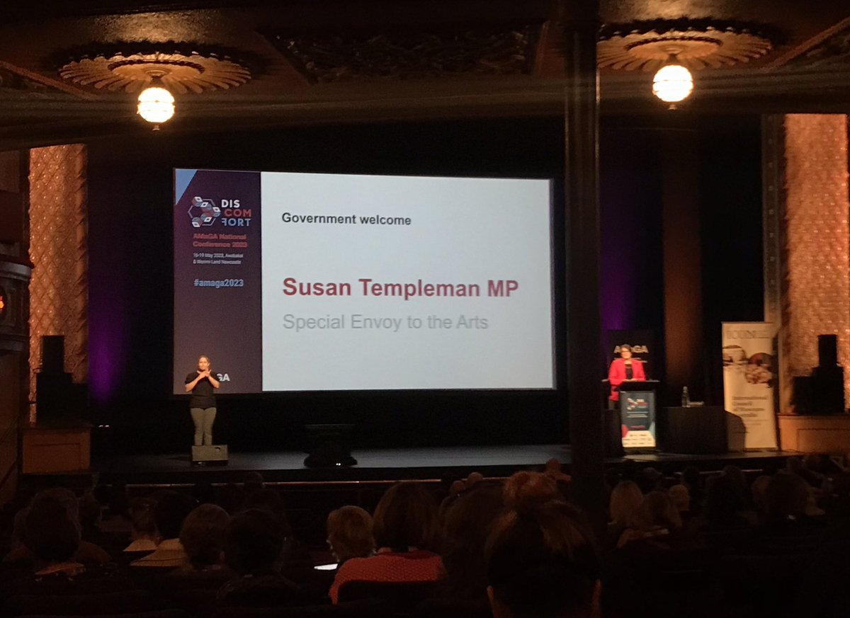 AMaGAhistorians's tweet photo. We’re thrilled to be on Awabakal and Worimi Country at #AMaGA2023 #Discomfort - hearing @stemplemanmp Special Envoy to the Arts ‘…the term collecting institutions sells you short. You don’t just preserve culture, you create it!’ https://t.co/IQLo4wnM0h