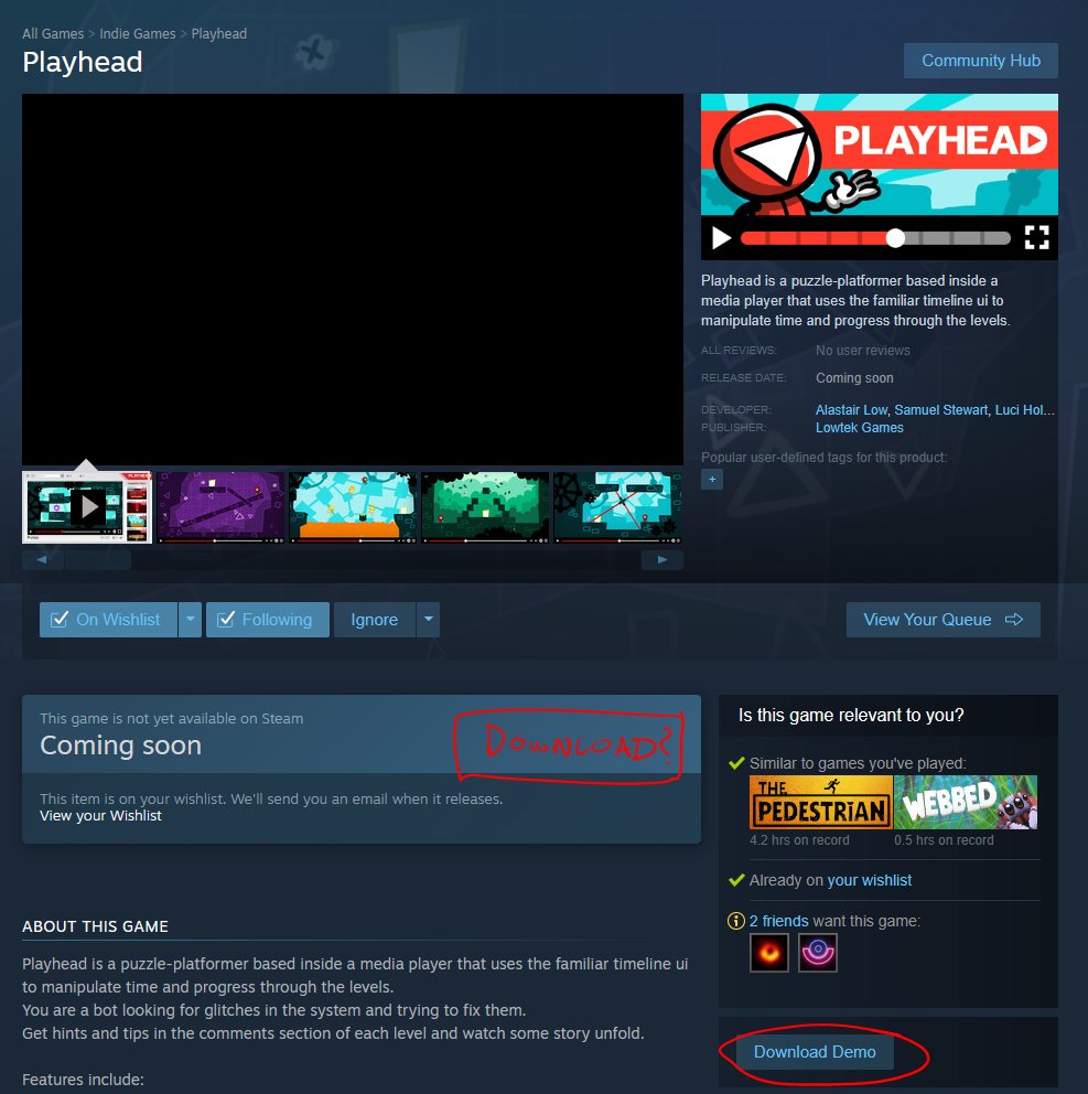 Wallmasterr's tweet photo. Have i got some setting wrong on #steamworks whee it dosnt show the big green downlaod demo button on my coming soon game page?
Im sure iv seen it on other games in the past
#Gamedev #indiegemdev #game #demo #gamedemo https://t.co/e73fnOEapn