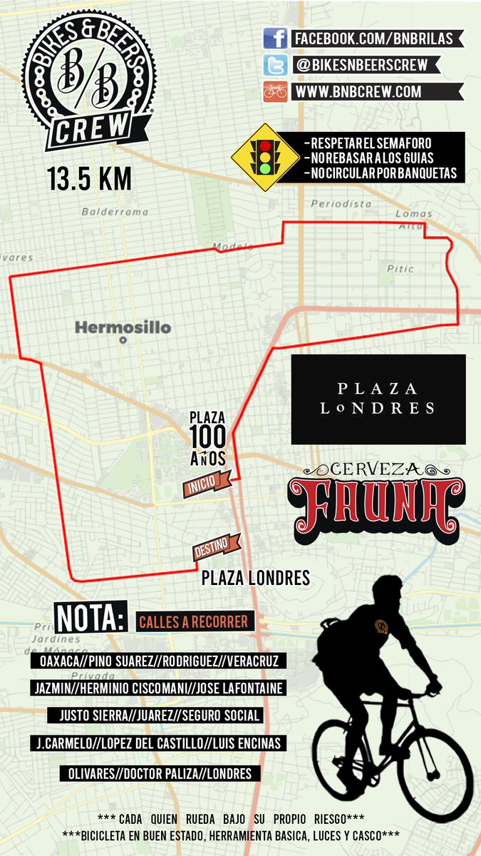 bnbrilas's tweet photo. Miércoles 17 mayo #bikesandbeerscrew visita Plaza Londres #hermosillo, Distancia 13.5Km, Salida Plaza 100 años. #compartetuciudad #hmo #sacalabici #movilidad. https://t.co/7wXI3KWtDQ