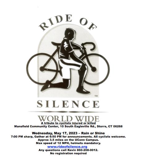 BikeMansfield's tweet photo. The Ride of Silence is tomorrow 5/17! This tribute to cyclists who have been injured or killed will begin at the Mansfield Community Center at 7pm. See flyer for additional details. https://t.co/DnhYzr8oRQ