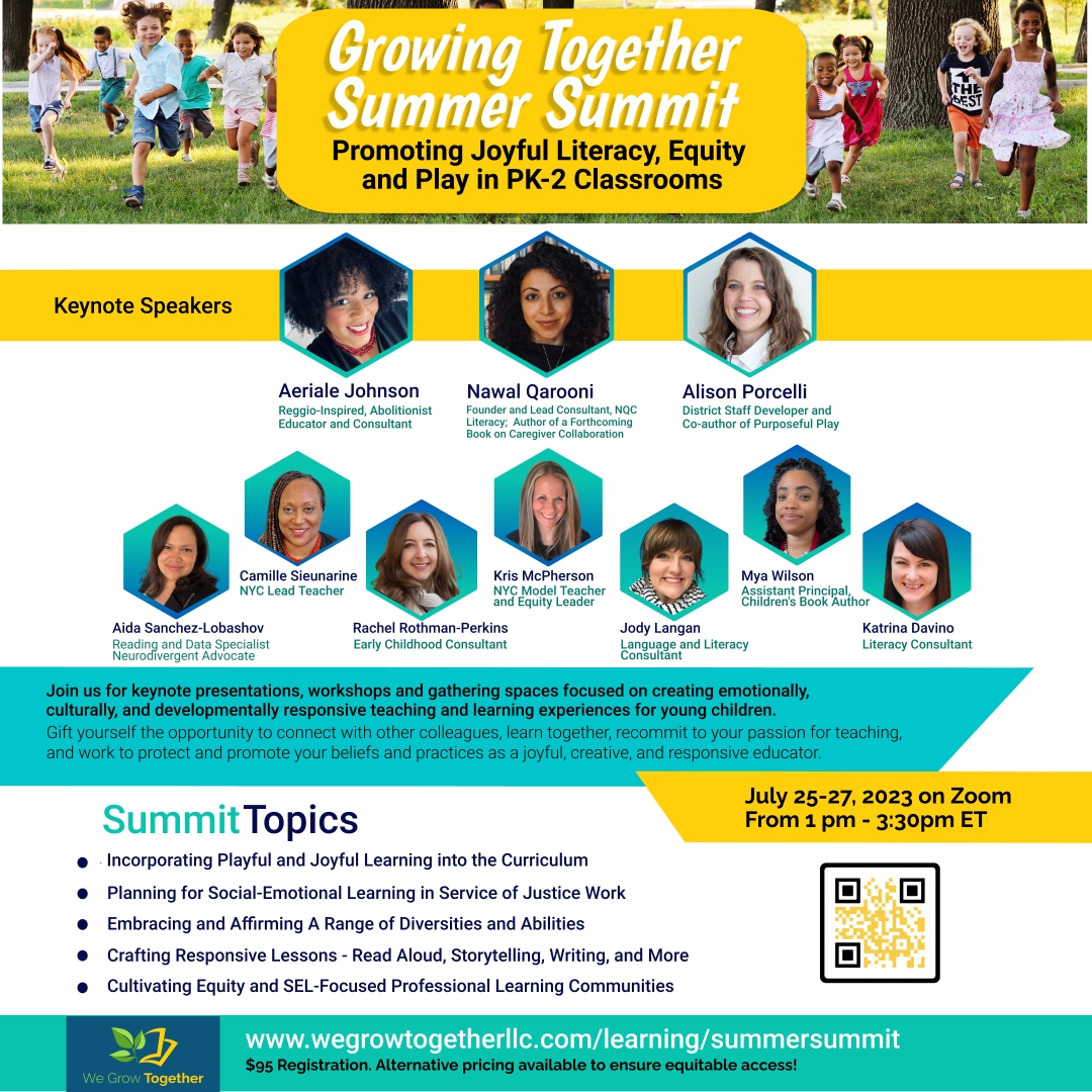 🚀💫 Summer's the time for fun, sun, and... education! Join me at the Growing Together Summer Summit, a virtual PD focusing on joyful literacy, equity, and play in early education. Don't wait – register today, and let's transform our classrooms together! wegrowtogetherllc.com/learning/summe…