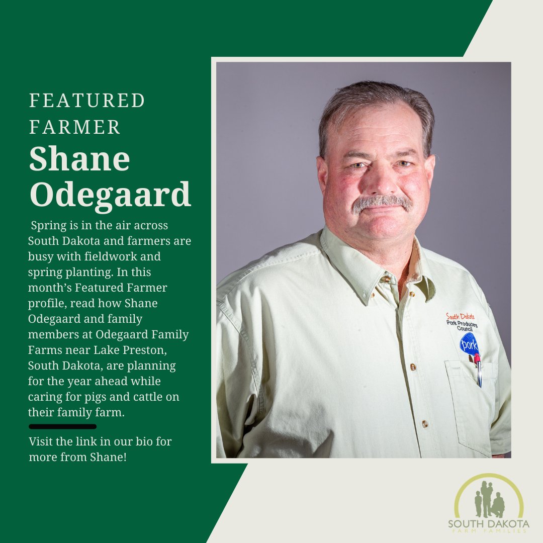 Our May Featured Farmer Profile is up! Shane Odegaard is farms alongside his family near Lake Preston, SD. Visit our website to learn more about Shane and his family's operation! ⭐️