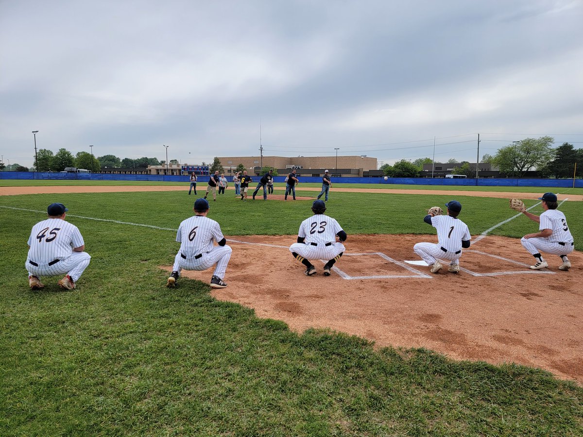 Senior night for baseball with the coolest tradition....dad's throwing out the "first pitch" to their Senior sons. #WinTogether #BeShenandoah