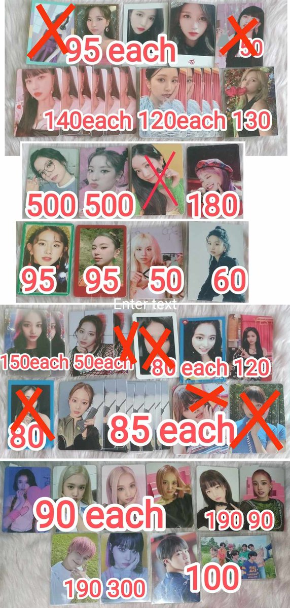 RVTWICE18's tweet photo. Helpt rt

WTT/LFB 
TWICE AND OTHER GROUP RANDOM PHOTOCARDS 

MOP:
-PAYO + pf
-SHOPEE + charges
-X SENSITIVE
-Some indemand pcs are sold as set

MOD:
-ANY PREFERRED COURIER 

- PM to claim
-FOR TRADE: must have atleast 3+ pcs to trade 

#twice
#enhypen
#ive
#aespa https://t.co/sPsKBRahdQ