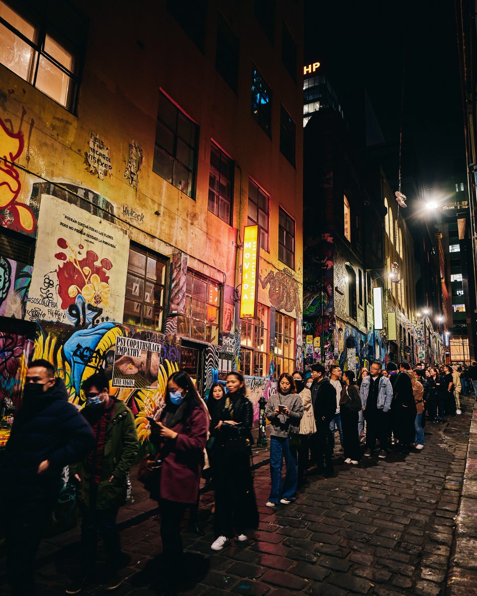 We will happily stand in a line if there's a gig at the end 🫶🏻 📸 @simonfazio #ALWAYSLIVE #VisitMelbourne @melbourne