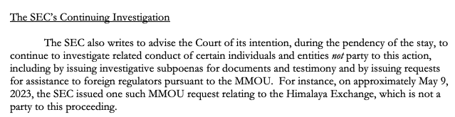 The SEC said in a letter today to the judge overseeing their civil case against Bannon's patron Guo Wengui that they are continuing to investigate uncharged parties overseas. That includes the "exchange" that sold Guo's fake crypto currencies. This case may get bigger.