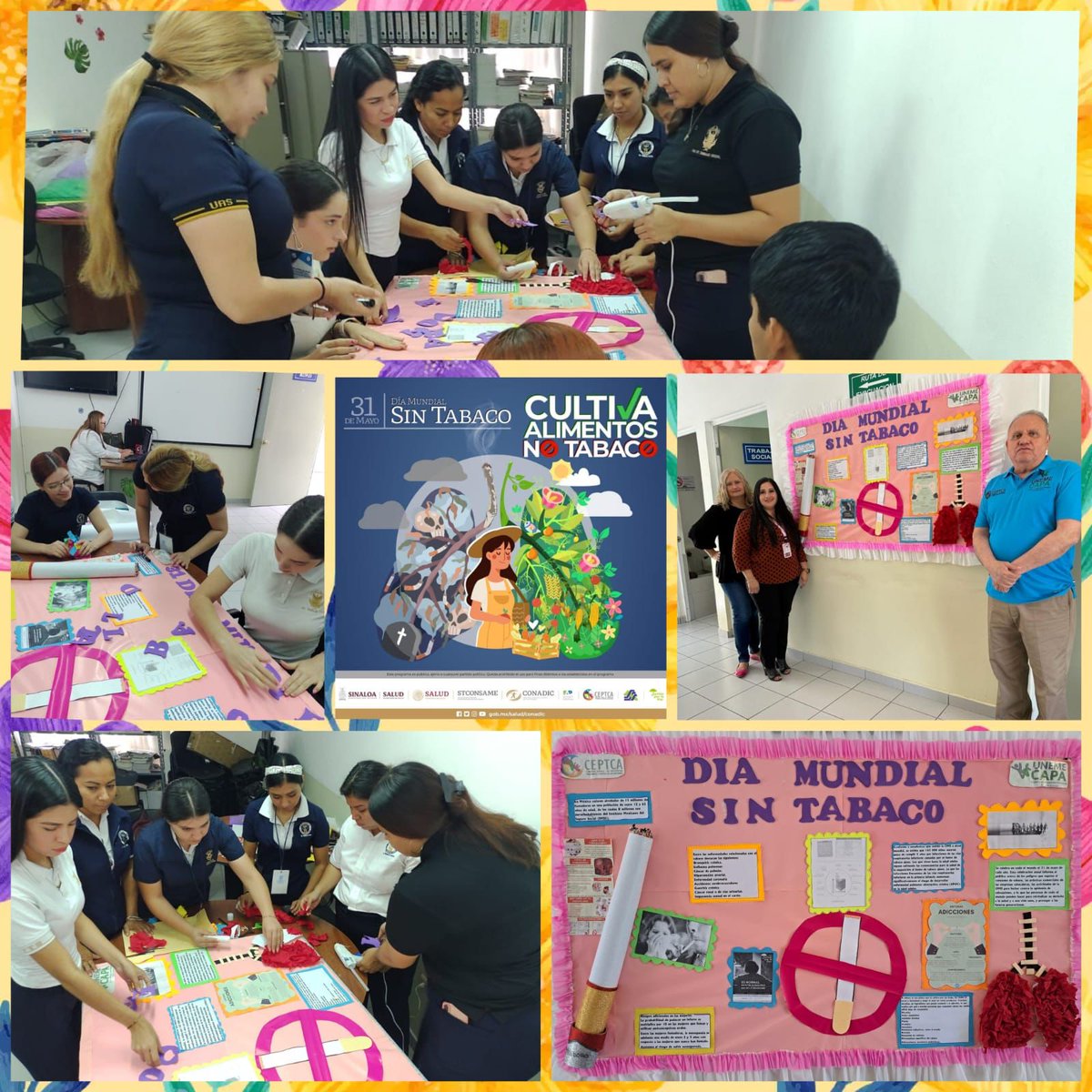 Voluntarios de Uneme Capa Culiacán y Personal de Uneme Capa inician con las primeras  actividades del día 31 de mayo Día Mundial Sin Tabaco 2023 con la  elaboración de periódico mural.
#Comunidad
#NosCuidamosMejor
#MasAlimentosMenosTabaco
#SinTabaco2023
#JuntosPorLaPaz☂
#CEPTCA