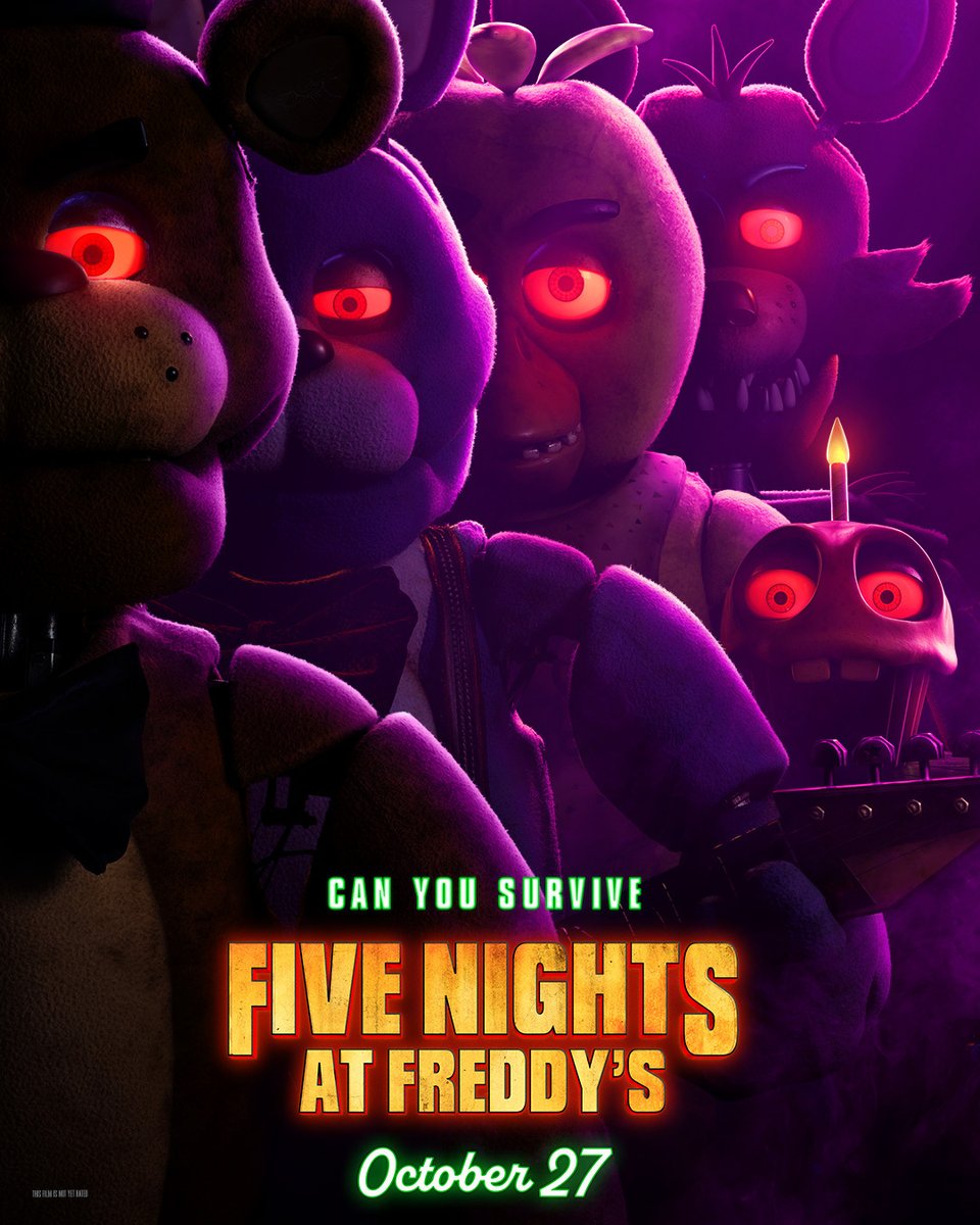 RT @UniversalPics: Can you survive #FiveNightsAtFreddys? In Theaters and streaming on Peacock October 27. https://t.co/FG7KcQOIzR