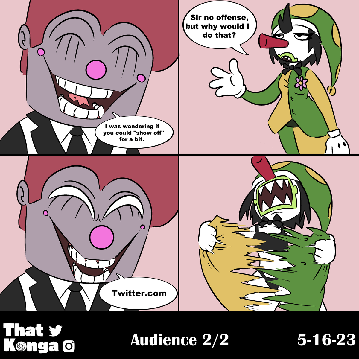 That_Konga's tweet photo. Bitzy NOOO!1!!!1!1!!! #clown #OC #webcomic https://t.co/nX1uptw8ZI