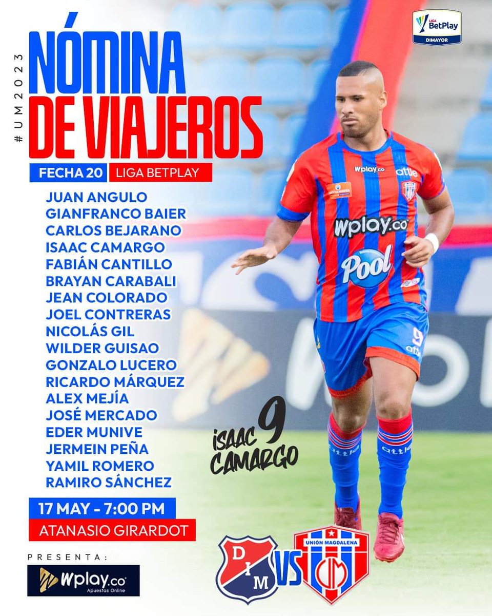 #DeportesBahiaLinda #LasultimasdelCiclon esta es la nómina de convocados por <a href="/ClaudioelMono/">claudio rodriguez</a> para el último juego del <a href="/UnionMagdalena/">Unión Magdalena S.A</a> en este torneo ante <a href="/DIM_Oficial/">DIM</a> #PorElHonor
