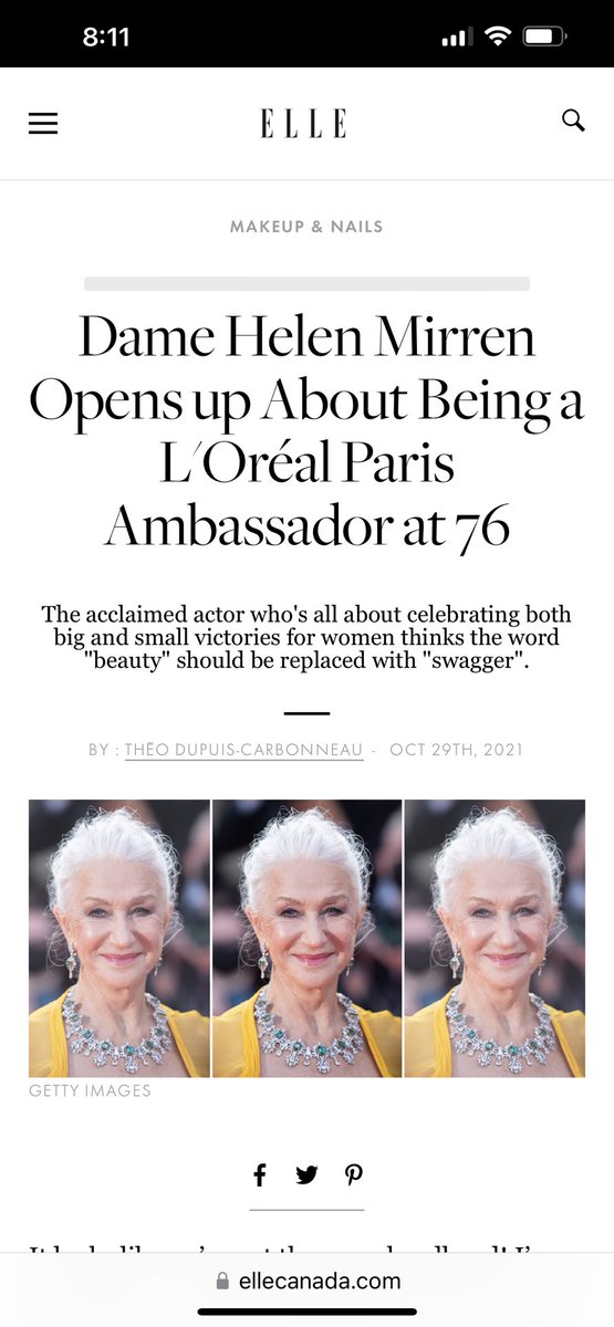 LauraBockov's tweet photo. @TheWrap This is an insult to Helen Mirren who in her own right is a L’Oreal Ambassador

“L'Oreal has made Dame Helen Mirren the new face of its L'Oreal Paris brand in the hopes that it will appeal to women in their 50's and 60's and boost sales of its anti-ageing products”
#BasicResesrch https://t.co/zWbAxCcNxe