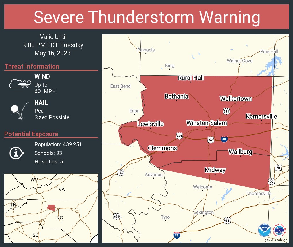 NWS Raleigh on Twitter "Severe Thunderstorm Warning including Winston