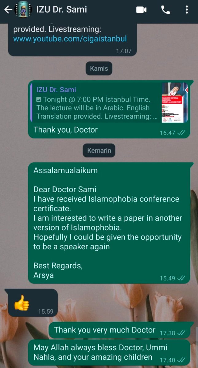 InsyaaAllah th depan jd speaker Islamophobia lg di Turki.
Udah ijin yg punya CIGA.
Prof Dr Sami Al Arian
Director of the Center for Islam and Global Affairs (CIGA) and Public Affairs Professor at Istanbul Zaim Univ

Thanks Doctor 🙏
Miss U Doctor &amp; Umi Nahla
See you next time  ✈️
