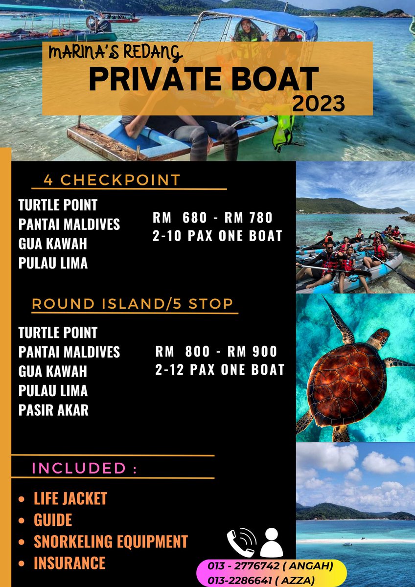 rissaamira_'s tweet photo. Pakej Snorkeling private Di Pulau Redang ❗️❗️   Dah book hotel atau pakej di Redang tapi belum jumpa bot utk snorkeling? ha meh sni Akak share pakej terbaru 😁 https://t.co/IwGBAhj6k6