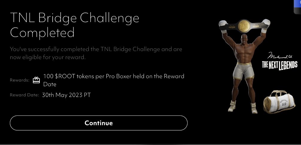 bradsmeele's tweet photo. Just bridged my @TheNextLegends boxer over to the Root network. Claimed 100$Root for each pro boxer I own.
Super smooth and easy.
@futureverse #iamroot https://t.co/nRqbwbnQ1h
