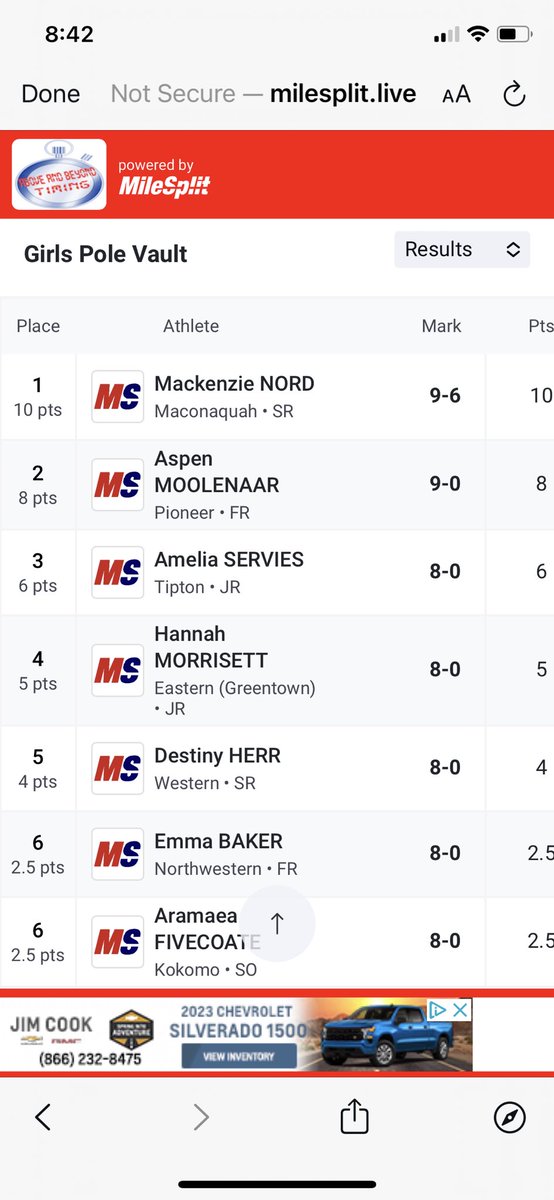 TiptonXCTF's tweet photo. Congratulations to Amelia Servies…Qualifying for Regionals with a 3rd Place Finish in the Pole Vault!
⁦@tiptonbdevils⁩ ⁦⁦@TiptonHS⁩ ⁦@michelle_garmon⁩ https://t.co/rIS3Dbocv1
