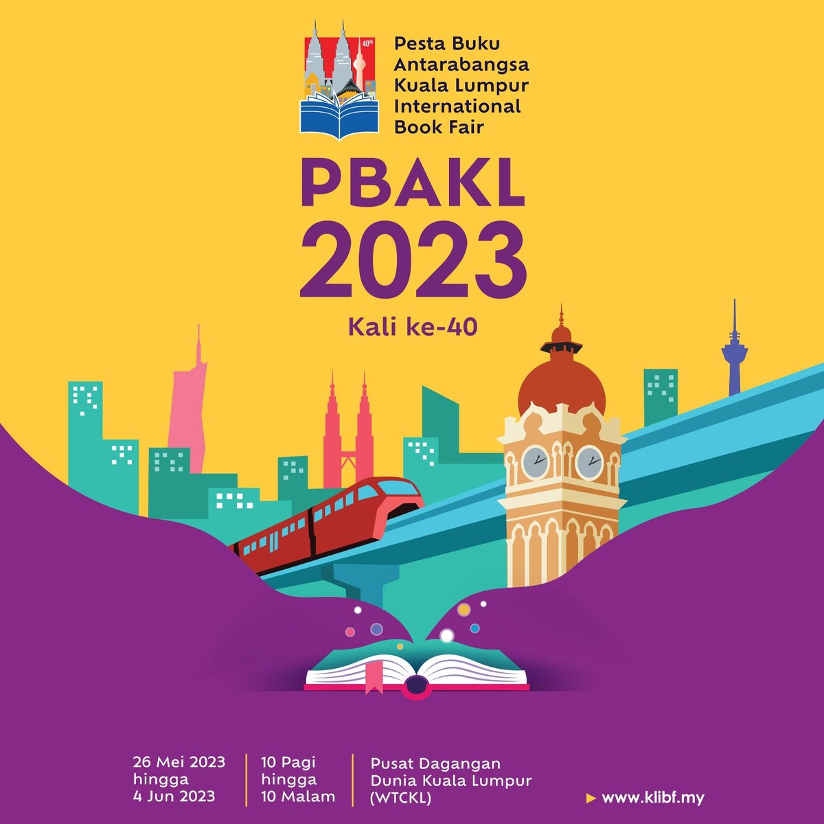 Pesta Buku Antarabangsa Kuala Lumpur 2023 (PBAKL2023) bermula pada CUTI SEKOLAH 26 Mei hingga 4 Jun 2023 di Pusat Dagangan Dunia Kuala Lumpur (WTCKL). Ada banyak aktiviti menarik dari 10 pagi hingga 10 malam.

#PBAKL2023