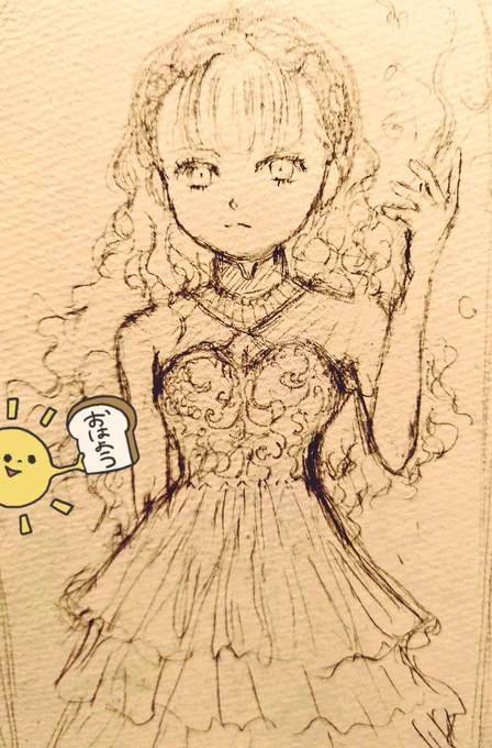 久々にオリジナル😊 創作になると現実離れしたキャラを描いてしまう😂 気分乗ったら色塗ってみよ🎨 素敵な一日でありますように☺🌸 #お絵描き