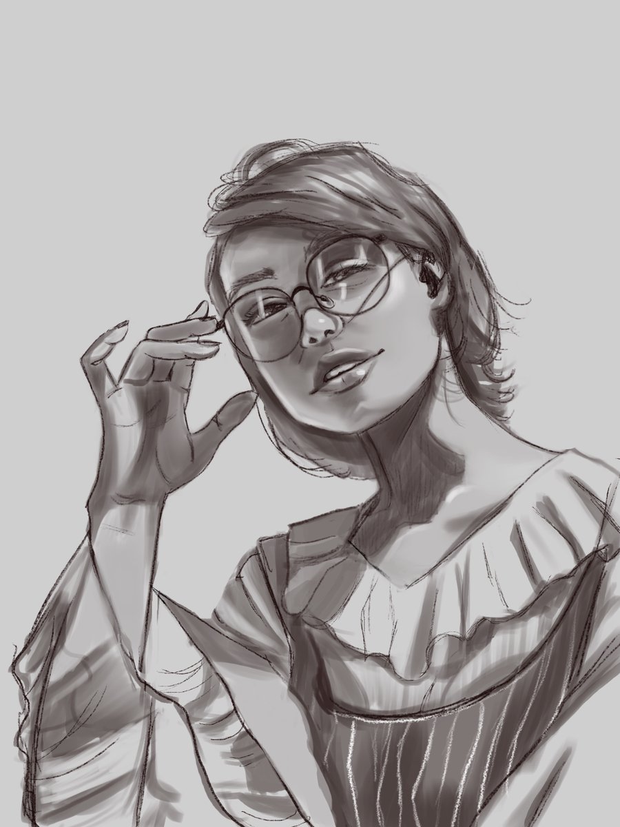 robintuition's tweet photo. Day 2 of the #oneweekportrait challenge from @PaintableCC. Today was supposed to be more sketching, but I did an in-between step to include some values before the rendering stage tomorrow! https://t.co/sNnsEa7aKf