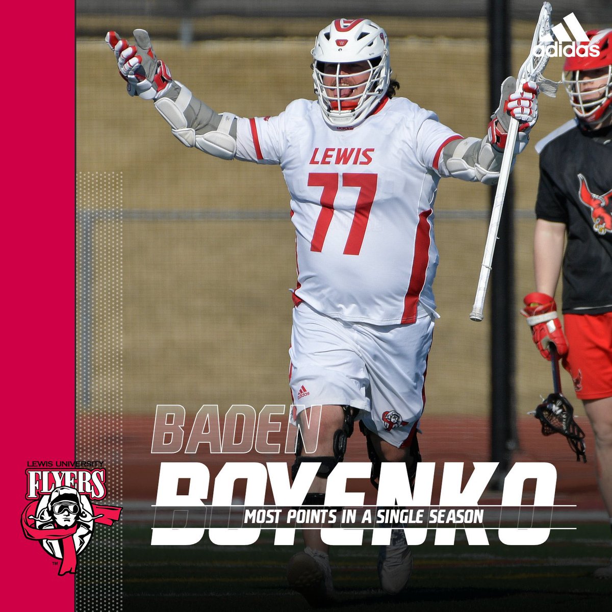 5️⃣0️⃣‼️

Congratulations to Baden Boyenko on breaking the record for most points in a single season! 27 🎯 23 🍎 

The 2x captain &amp; 2x All-GLVC weapon leaves Lewis as one of the most prolific players in program history

92 points in just 24 games!

Congrats Baden! <a href="/BadenBoyenko/">Baden Boyenko</a>