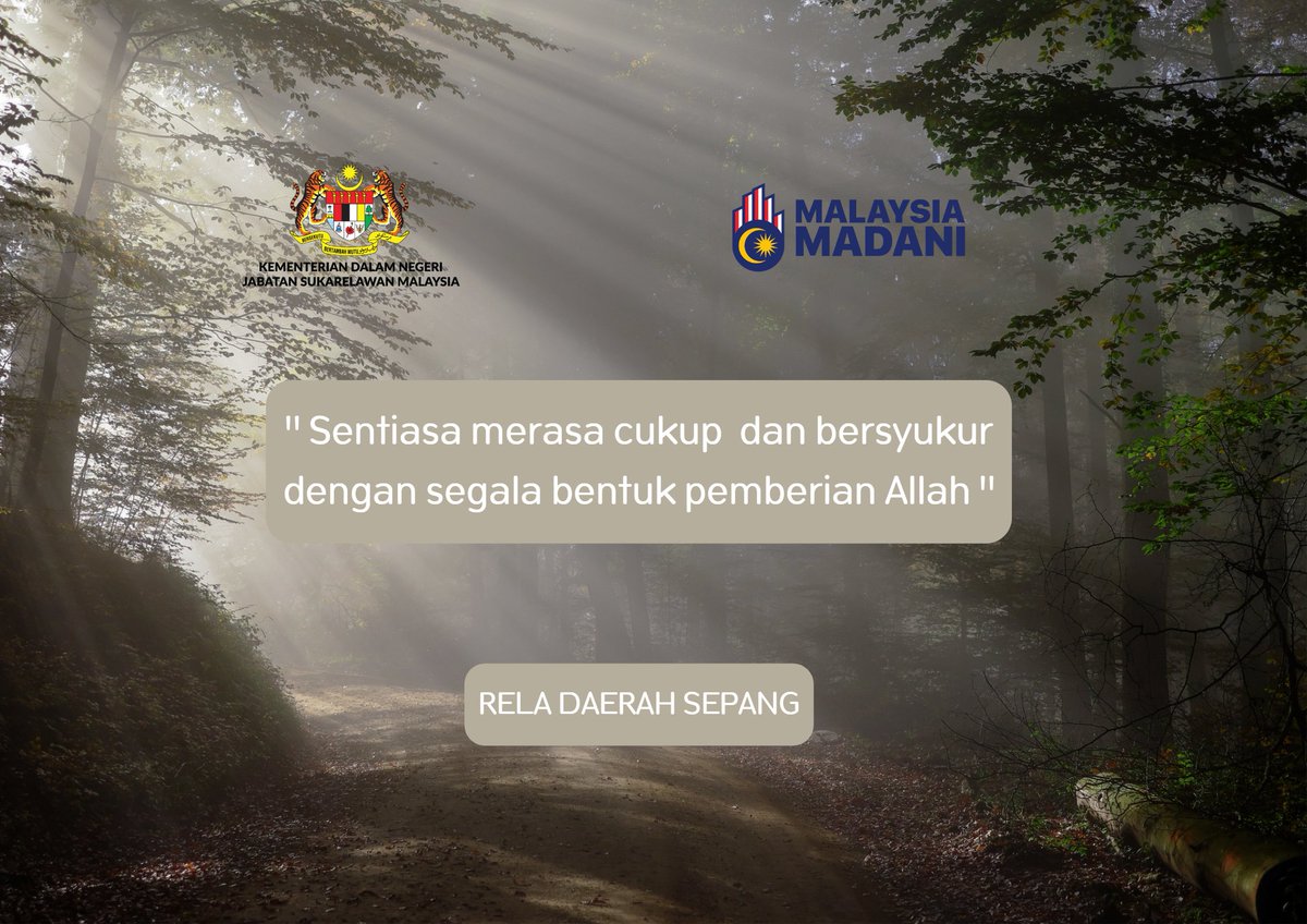 17 Mei 2023
"Sentiasa merasa cukup dan bersyukur dengan segala bentuk pemberian Allah "
#SetiaBerbakti
#MalaysiaMADANI
#relamalaysia