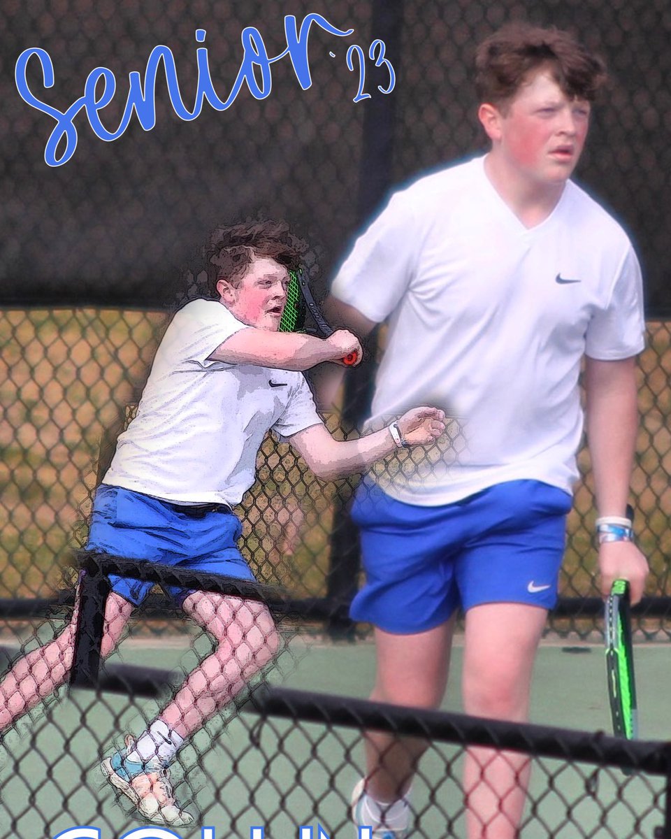 TennisGranger's tweet photo. Next up for our Tennis seniors is Collin Jeffries!
Collin has worked his way into the lineup this season at #2 doubles and finished strong.  He is also a Sr Leader for YoungLife.  Collin plans to attend University of West Georgia and major in Business Management.
We L🎾VE You! https://t.co/8L7fT6LrGg