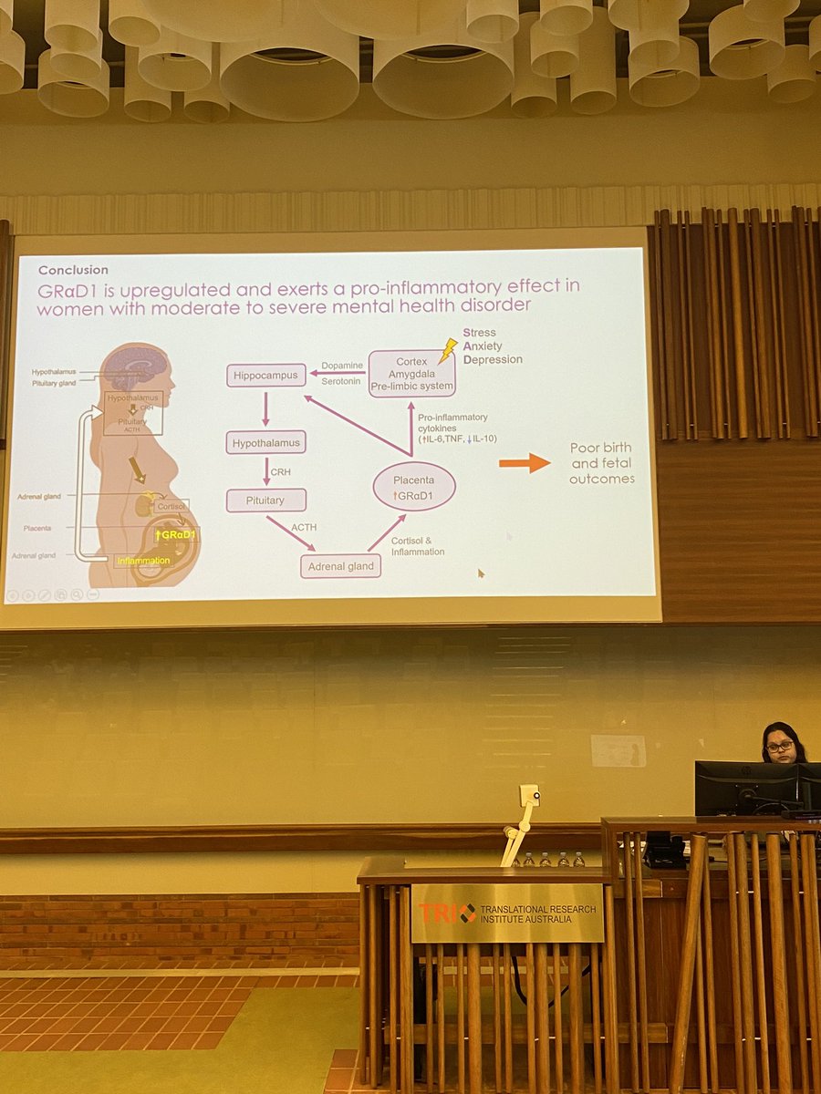 Sreeparna Bhaumik highlights the pro-inflammatory effect of moderate to severe mental disorders during pregnancy. 
<a href="/QLDFamilyCohort/">QLD Family Cohort</a> #QLDFamilyCohort #Symposium @TRI_Info
<a href="/SreeparnaBhaum1/">Sreeparna Bhaumik</a> <a href="/MaterResearch/">Mater Research</a> <a href="/UQMedicine/">UQ Medicine</a>