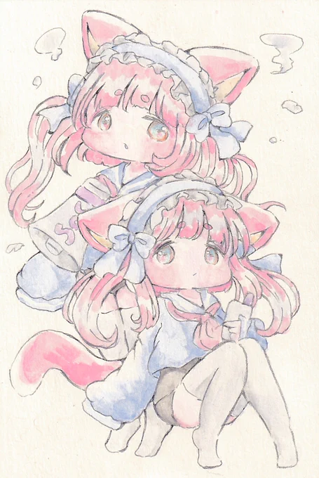 メーデー。 #イラスト #illustration #ケモ耳 #アナログ絵