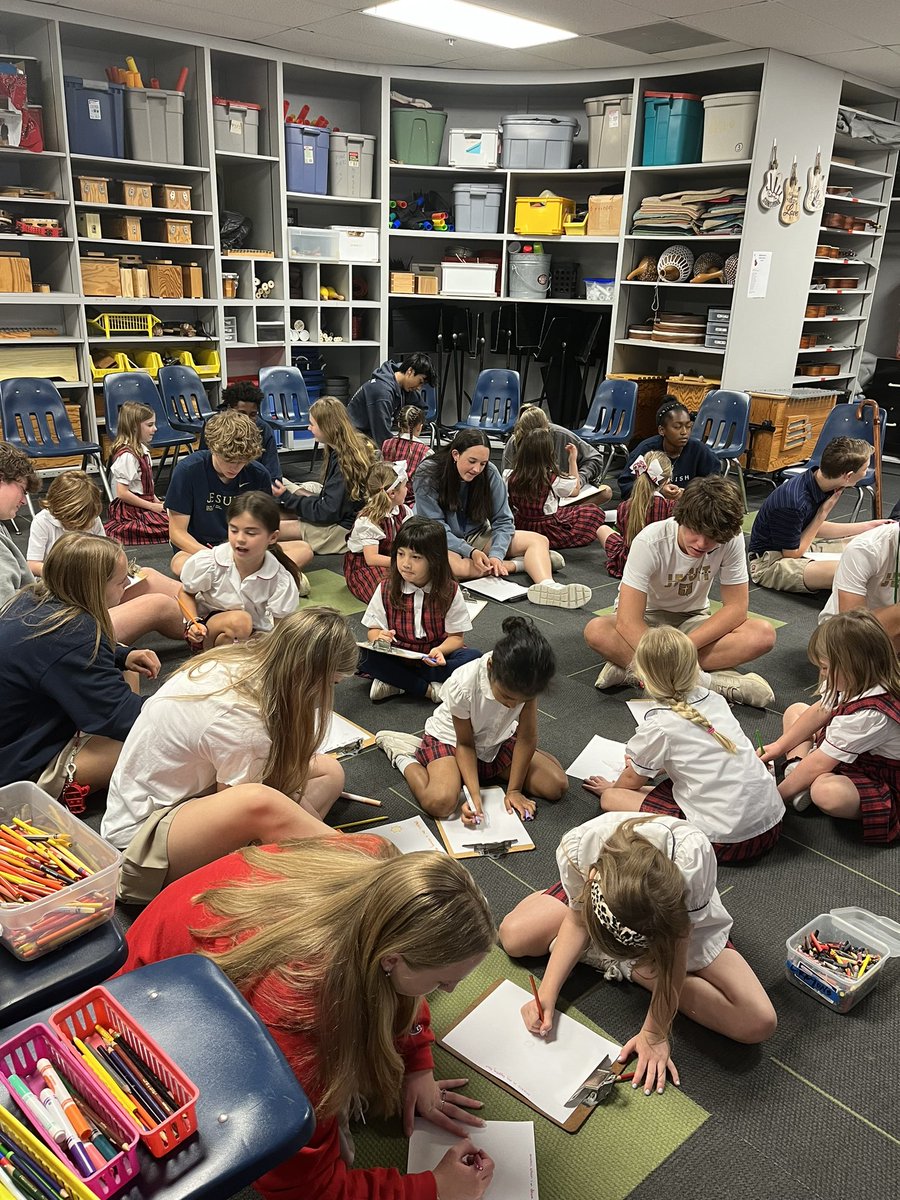 Annual tradition with eighth grade music students and Primer!  Students performed songs from Willy Wonka and the Primer Music Sharing fir each other. Then read a musical story and drew pictures together ❤️ @chackney_gses