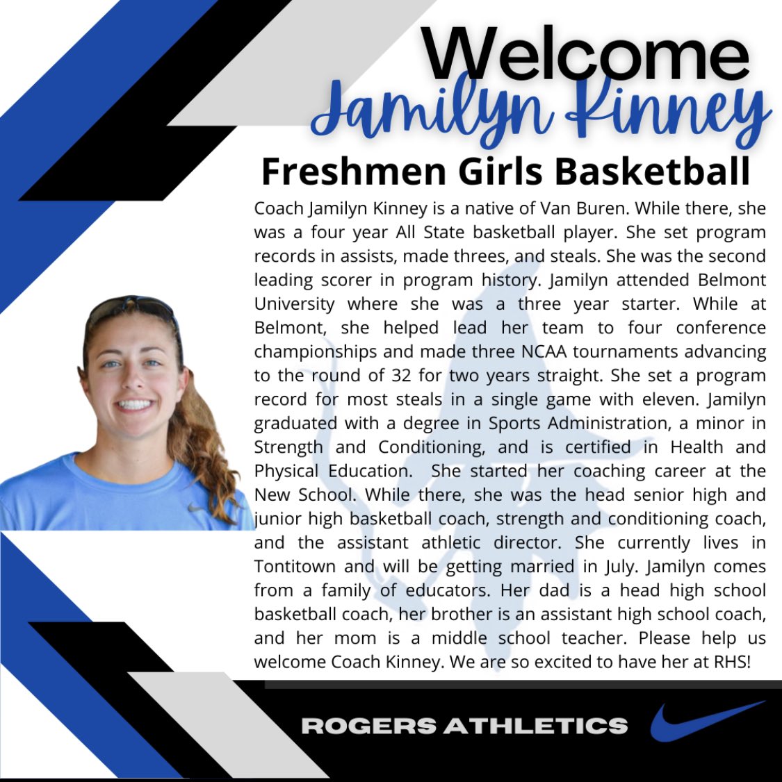 rhs_21's tweet photo. Welcome new Freshman Girls Basketball coach Jamilyn Kinney!! @RPS_Athletics @RHS_Williams @mountiewbb https://t.co/iEeXvBHz4f