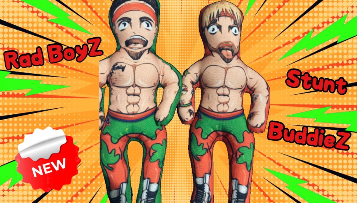 RadBoyz2's tweet photo. 🚨New merch🚨get your very own US! Now you can own one of the hottest tag teams going today! Saturday, these will be on our table! These are a FIRST COME, FIRST SERVE. Get your 10 inch stunt buddieZ before they sell out. While supplies last!
$30 for the pair, not sold separately https://t.co/bjR1qlpdqr
