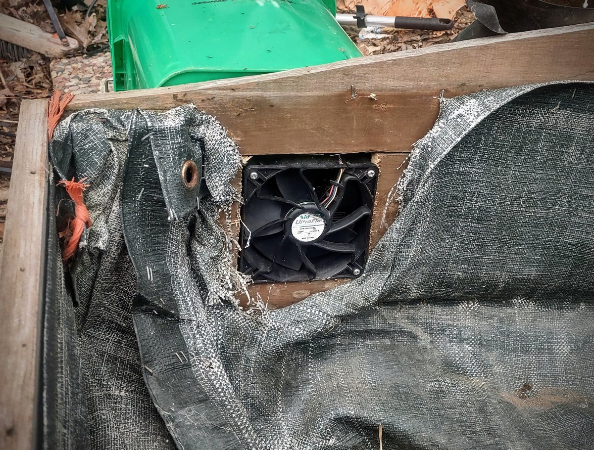 Used an S9 Bitcoin miner to heat a cold frame late winter to early spring  to give my cannabis and vegetable seedings a head start on the season.  Worked beautifully. #plebminer