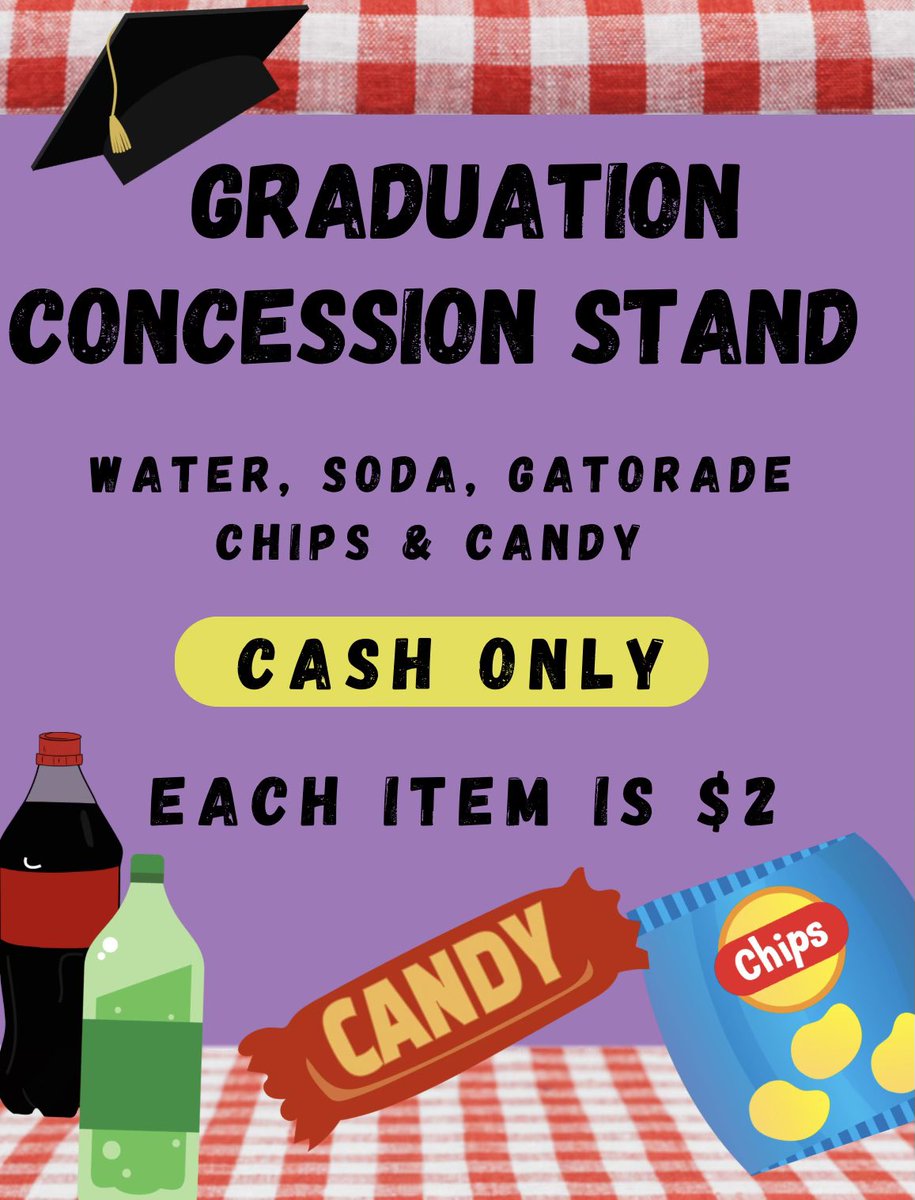 MrsASmith7's tweet photo. @AngletonHS graduation concessions will be cash only! https://t.co/7dD1xR7OKG