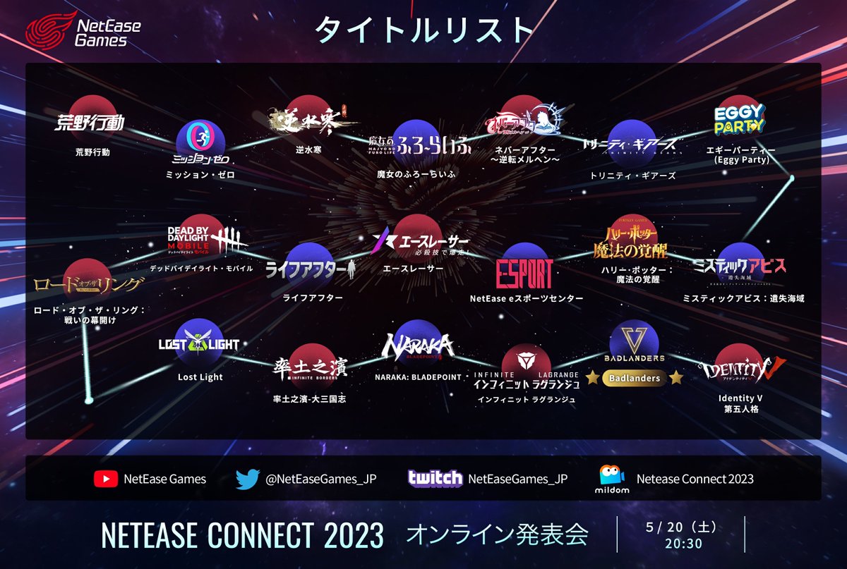 badlandersjp's tweet photo. #NetEaseConnect
お待たせしました！今回のNetEase ConnecにもBadlandersが登場します！5月20日にお会いしましょう。RTするとプレゼントが当たるチャンスもあります！
https://t.co/84Ao9iuv8A https://t.co/jxLHUt1DKp
