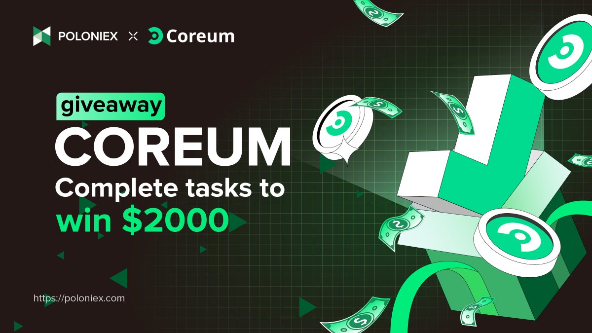 💥 $2000 GIVEAWAY! 💥

🚀 Follow <a href="/Poloniex/">Poloniex Exchange</a> <a href="/CoreumOfficial/">Coreum</a> 
🚀 RT &amp; Tag 3 friends
🚀 Complete tasks: gleam.io/Ugyc2/gleam-sw…

📅 DDL: 25 May

50 winners will share the prize pool 🎉

#Poloniex #Coreum #giveaway