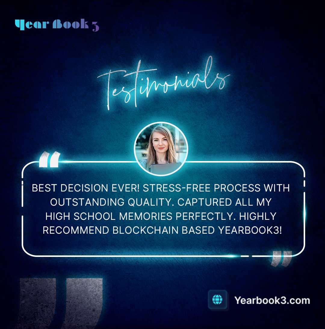 yearbookYB3's tweet photo. Don't just take our word for it - hear what our users have to say about the digital yearbook with #NFT functionality. 

#testimonials #digitalyearbook #NFT #blockchaintechnology https://t.co/F4RY64AlRi
