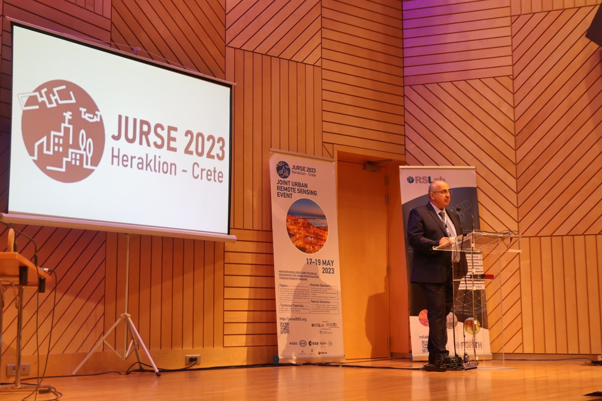 It’s official! The Joint Urban Remote Sensing Event 2023 #JURSE23 has begun in Heraklion! 8 special sessions, 4 keynotes, presentations and posters from #urban #RemoteSensing scientists from all over the globe will follow! Welcome talk by <a href="/NChrysoulakis/">Nektarios Chrysoulakis</a>  <a href="/FORTH_ITE/">FORTH</a> <a href="/SlabGr/">RSlabGr</a>