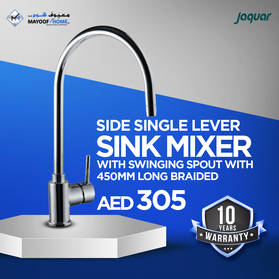 HomeMayoof's tweet photo. Upgrade your sink game with our Side Single Lever Sink Mixer! With a swinging spout and 450mm long braided hoses, washing dishes has never been more efficient and stylish. 

#MayoofHome #ModernFurniture #Luxury #Furniture #OneStopShop #ModernDesigns #SanitaryWare #Customization https://t.co/fwfITUZLKa