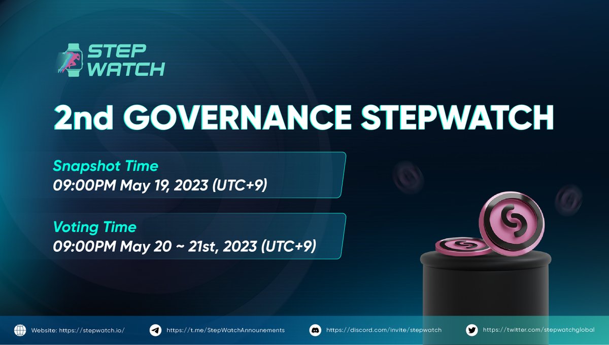 ⌚️Stepwatch⌚️ガバナンス投票スケジュール
🗓️詳しくはDISCODEをご参照ください。
discord.com/channels/97251…

🧐ガバナンス投票URL ：stepwatch.io/governance
#swp #stepwatch #M2E
