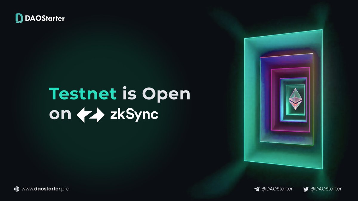 🛸 Boarding the Gateway to #zkSyncEra with Daostarter ！🚀🚀

Only 2 steps to mint DAOStarter Proprietary Test limited NFT: 
1⃣.Finish tasks on Galxe at first:
galxe.com/DAOStarter/cam…
2⃣. The manual of betatest on DAOStarter is as follow: medium.com/@DAOStarter/da…