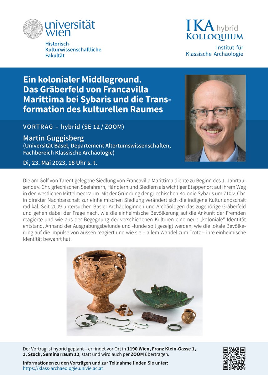 Institut für Klassische Archäologie Wien (@klassarchwien) on Twitter photo An exciting Early Iron Age excavation project in southern Italy takes centre stage next Tuesday. Presenting research at Francavilla Marittima, Martin Guggisberg <a href="/UniBasel/">Universität Basel</a> discusses how local identities emerged in a zone of dense transcultural dynamics. tinyurl.com/GuggisbergIKA2… An exciting Early Iron Age excavation project in southern Italy takes centre stage next Tuesday. Presenting research at Francavilla Marittima, Martin Guggisberg <a href="/UniBasel/">Universität Basel</a> discusses how local identities emerged in a zone of dense transcultural dynamics. tinyurl.com/GuggisbergIKA2…